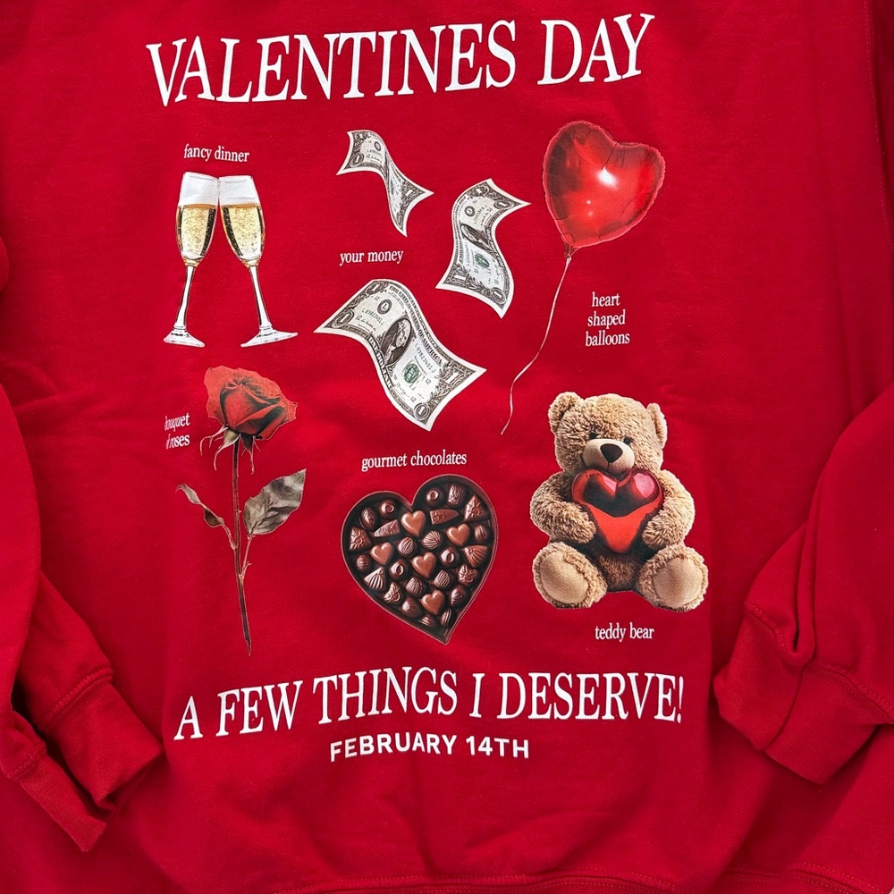 SKULLHOUSE DESIGNS - Valentines Day Red Graphic Crewneck Sweatshirt